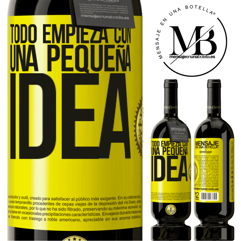 49,95 € Envío gratis | Vino Tinto Edición Premium MBS® Reserva Todo empieza con una pequeña idea Etiqueta Amarilla. Etiqueta personalizable Reserva 12 Meses Cosecha 2016 Tempranillo