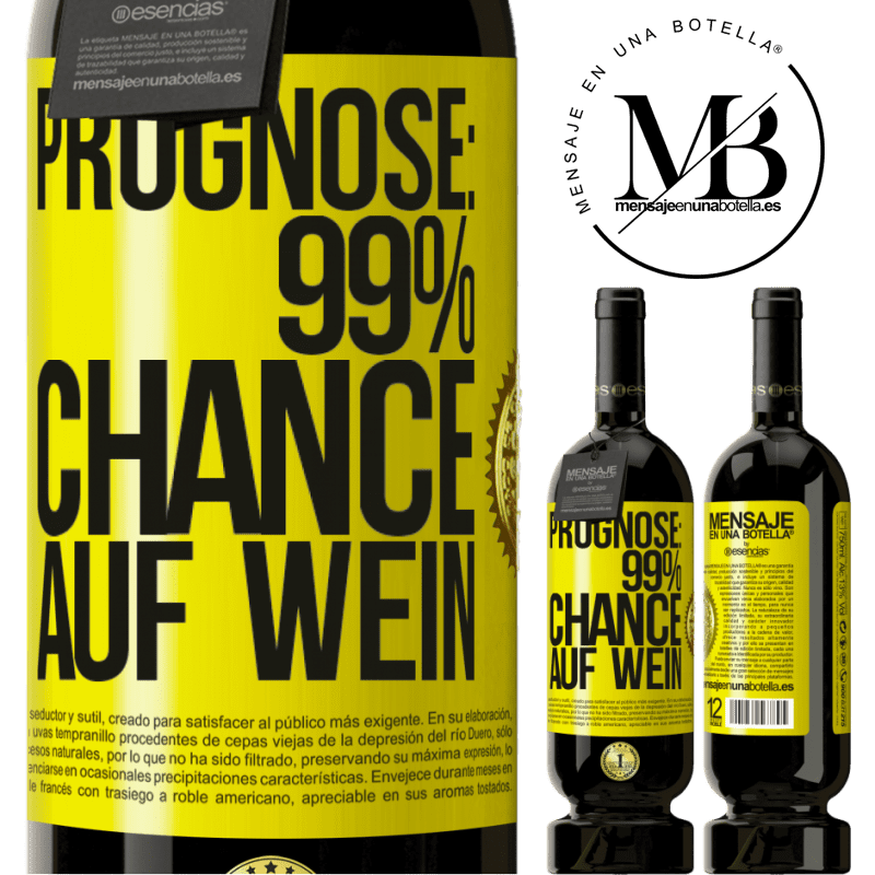 29,95 € Kostenloser Versand | Rotwein Premium Ausgabe MBS® Reserva Prognose: 99% Chance auf Wein Gelbes Etikett. Anpassbares Etikett Reserva 12 Monate Ernte 2014 Tempranillo