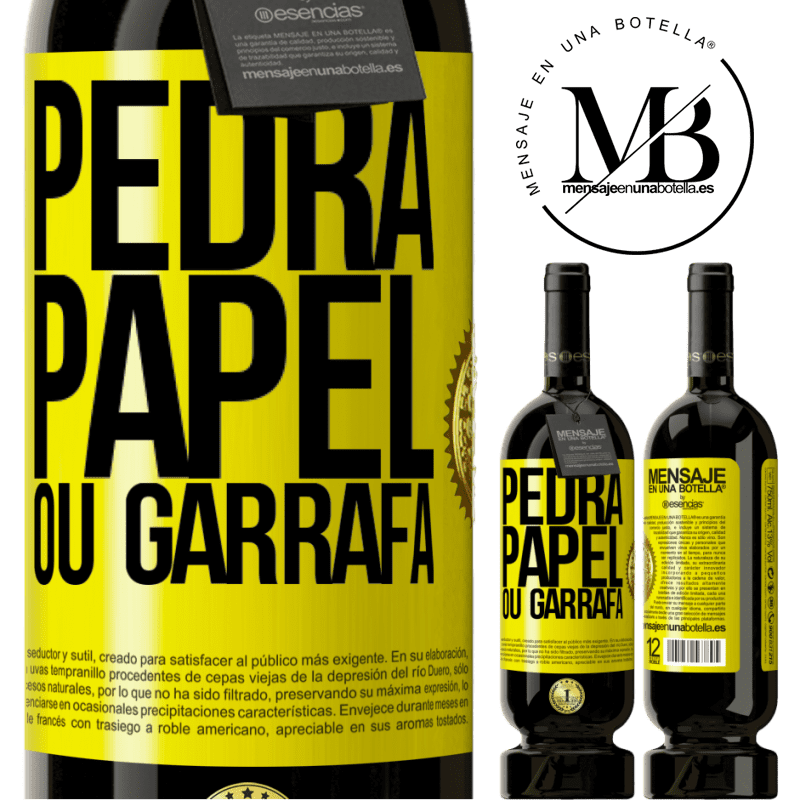 49,95 € Envio grátis | Vinho tinto Edição Premium MBS® Reserva Pedra, papel ou garrafa Etiqueta Amarela. Etiqueta personalizável Reserva 12 Meses Colheita 2016 Tempranillo
