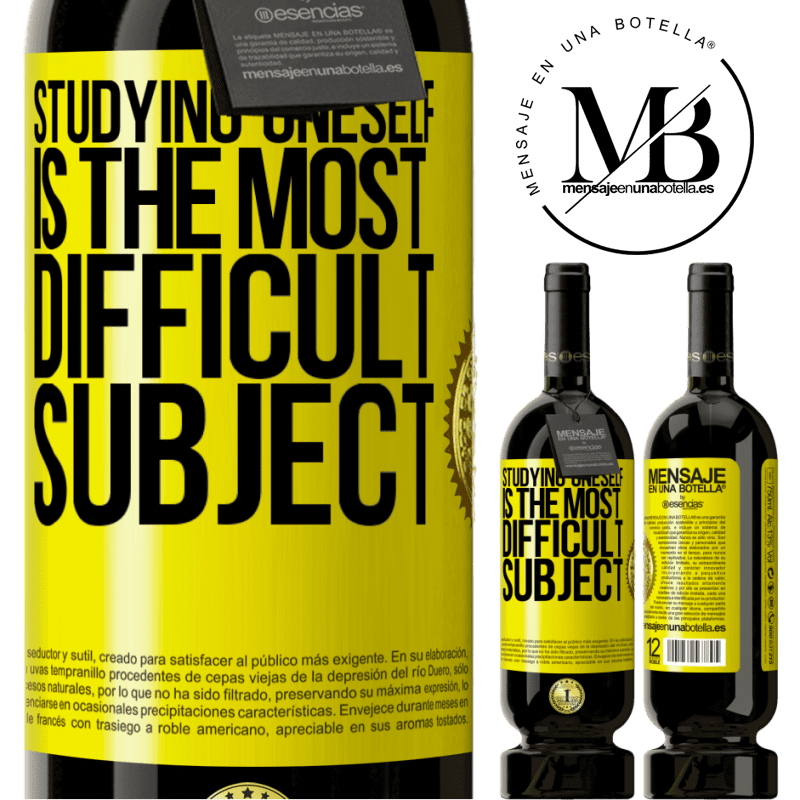 29,95 € Free Shipping | Red Wine Premium Edition MBS® Reserva Studying oneself is the most difficult subject Yellow Label. Customizable label Reserva 12 Months Harvest 2014 Tempranillo