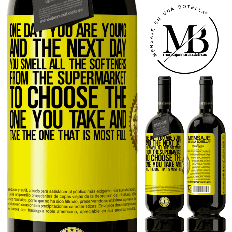 29,95 € Free Shipping | Red Wine Premium Edition MBS® Reserva One day you are young and the next day, you smell all the softeners from the supermarket to choose the one you take and take Yellow Label. Customizable label Reserva 12 Months Harvest 2014 Tempranillo