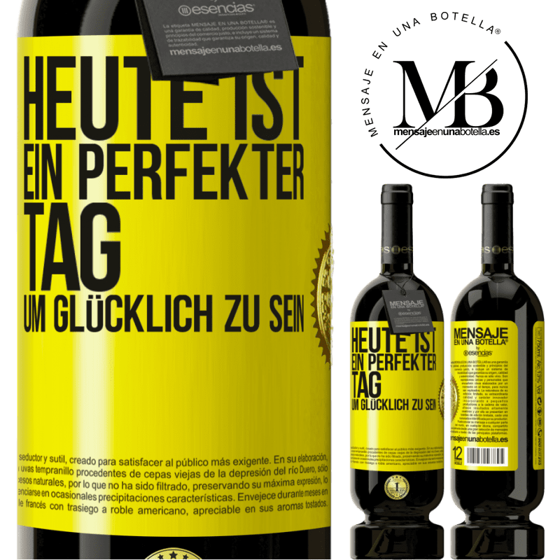 29,95 € Kostenloser Versand | Rotwein Premium Ausgabe MBS® Reserva Heute ist ein perfekter Tag, um glücklich zu sein Gelbes Etikett. Anpassbares Etikett Reserva 12 Monate Ernte 2014 Tempranillo