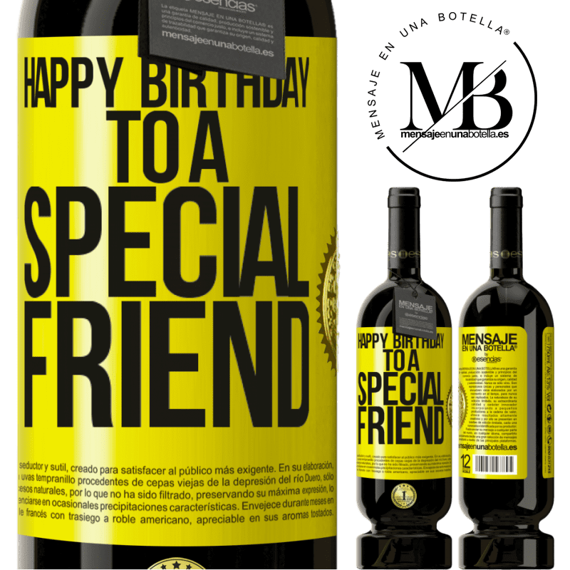 39,95 € Envoi gratuit | Vin rouge Édition Premium MBS® Reserva Joyeux anniversaire à un ami spécial Étiquette Jaune. Étiquette personnalisable Reserva 12 Mois Récolte 2015 Tempranillo