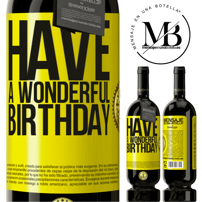 39,95 € Envoi gratuit | Vin rouge Édition Premium MBS® Reserva Bon anniversaire Étiquette Jaune. Étiquette personnalisable Reserva 12 Mois Récolte 2015 Tempranillo