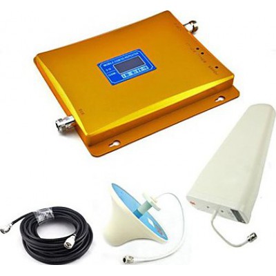 Mobile phone dual band signal booster. Ceiling antenna. LCD Display