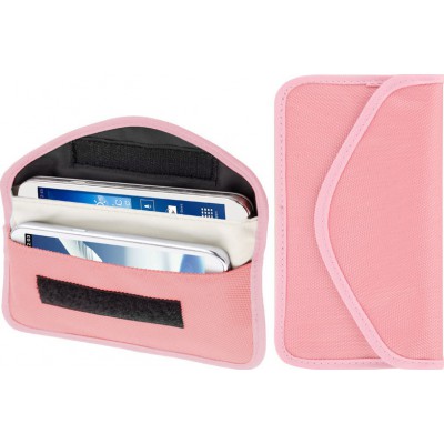 Anti-radiation cloth pouch. Signal blocking bag. Suitable for smartphones up to 6.3 Inch. Pink color