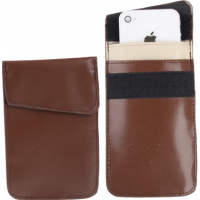 Protective anti-radiation bag. Signal blocking case pouch for smartphones. Coffee color