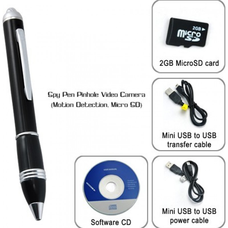 Шпионские ручки Высококачественная шпионская ручка. Пинхол видеокамера. TF карта 2 Gb