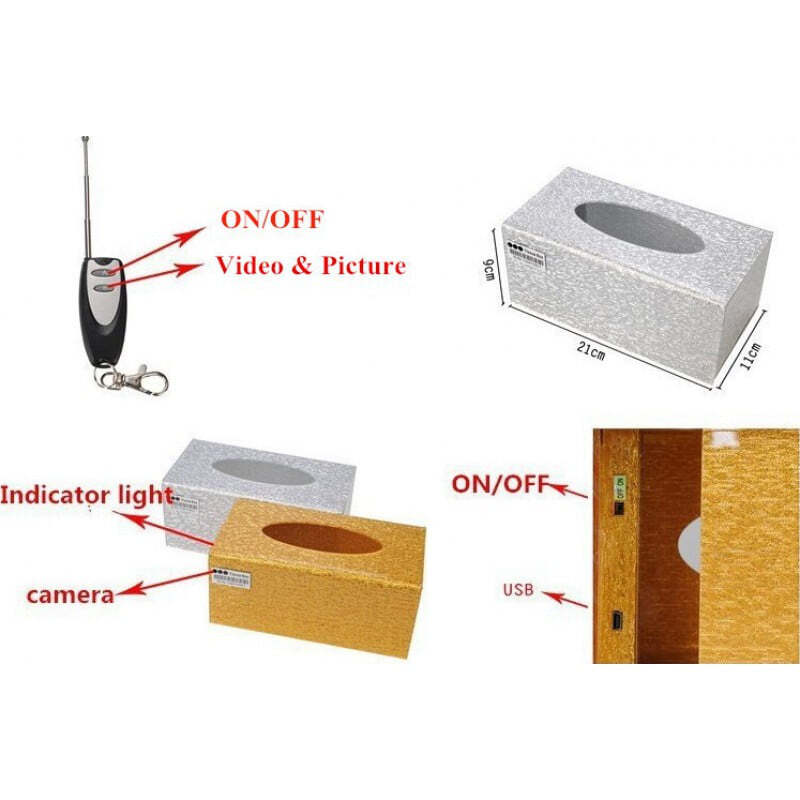 Other Hidden Cameras Rechargeable pinhole tissue box camera. Digital video recorder (DVR). 25 meter wireless range remote control