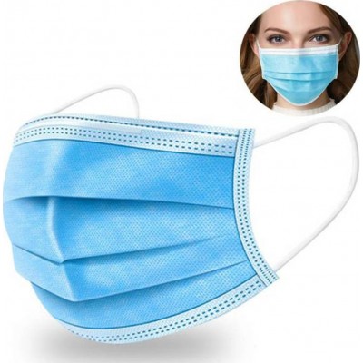 200 units box Disposable facial sanitary mask. Respiratory protection. Breathable with 3-layer filter