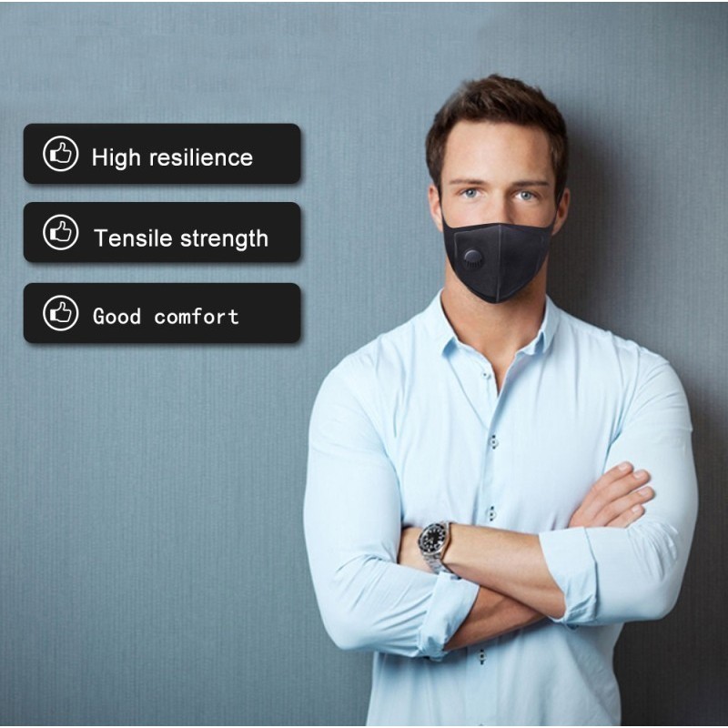 84,95 € 送料無料 | 20個入りボックス 呼吸保護マスク 呼吸弁付き活性炭フィルターマスク。 PM2.5。洗える、再利用可能な綿のマスク。ユニセックス