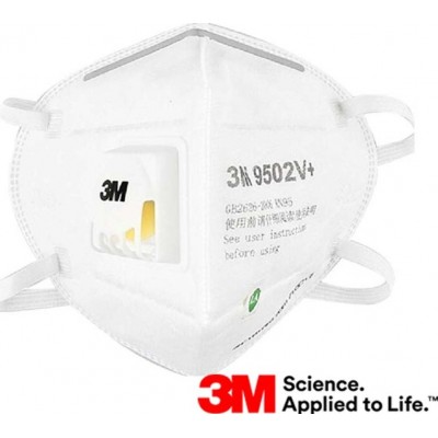 Caja de 50 unidades 3M 9502V+ KN95 FFP2. Mascarilla de protección respiratoria autofiltrante con válvula. Respirador de filtro de partículas PM2.5