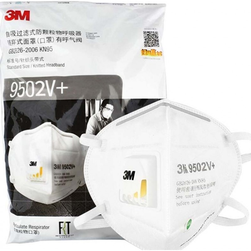 349,95 € Free Shipping | 50 units box Respiratory Protection Masks 3M 9502V+ KN95 FFP2 Respiratory protection mask with valve. PM2.5 Particle filter respirator