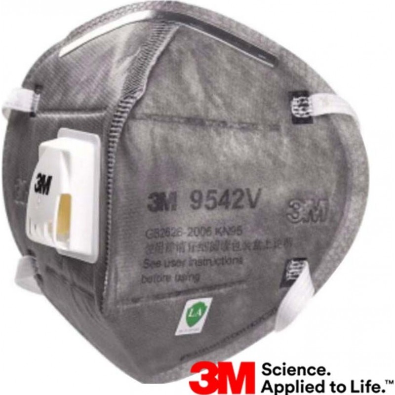 89,95 € 免费送货 | 盒装10个 呼吸防护面罩 3M 9542V KN95 FFP2。带阀门的呼吸防护面罩。 PM2.5。颗粒过滤器防毒面具
