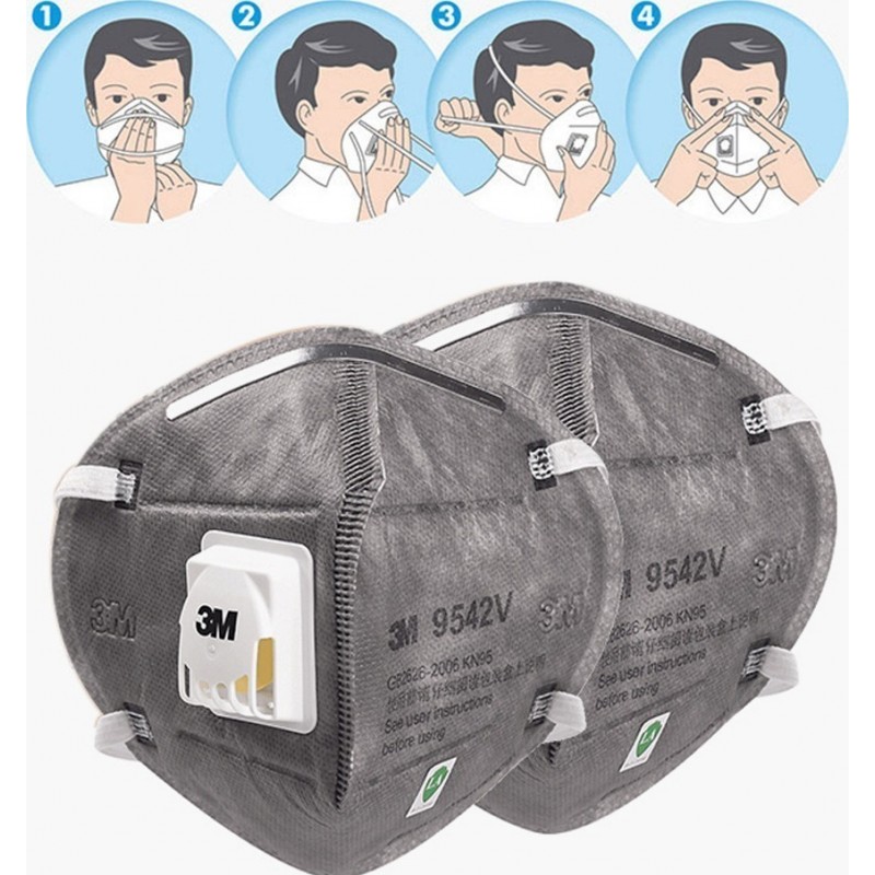 89,95 € Envio grátis | Caixa de 10 unidades Máscaras Proteção Respiratória 3M 9542V KN95 FFP2. Máscara de proteção respiratória com válvula. PM2.5. Respirador com filtro de partículas