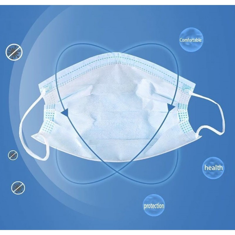 盒装200个 呼吸防护面罩 儿童一次性口罩。呼吸系统防护。 3层。防流感。柔软透气。非织造材料。 PM2.5
