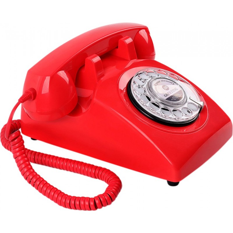 169,95 € Бесплатная доставка | Audio Guest Book Телефон в стиле ретро с дисковым набором. GPO 706-746 Копия британского телефона. Свадебный телефон в британском стиле Красный Цвет
