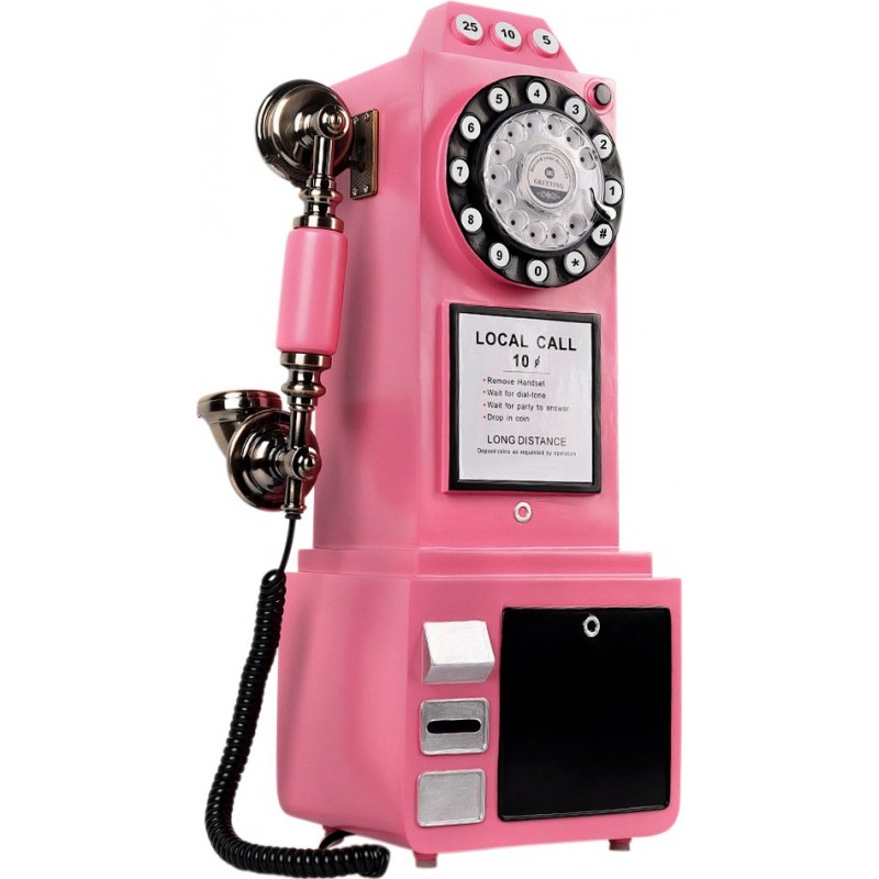499,95 € 免费送货 | Audio Guest Book 克罗斯利 CR56 复制品英国公用电话亭. 老式英国婚礼和派对电话 粉色的 颜色