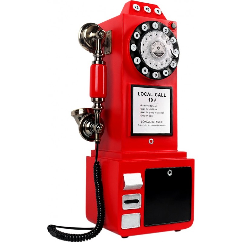 499,95 € 免费送货 | Audio Guest Book 克罗斯利 CR56 复制品英国公用电话亭. 老式英国婚礼和派对电话 红色的 颜色