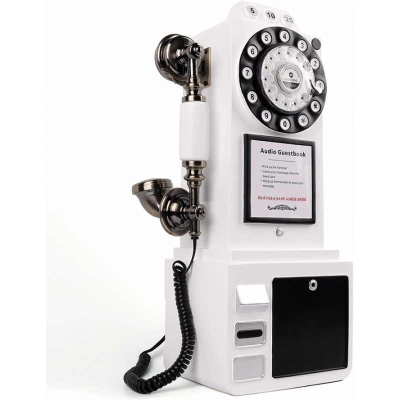 499,95 € Kostenloser Versand | Audio Guest Book Crosley CR56 Nachbildung einer britischen öffentlichen Telefonzelle. Britisches Vintage-Telefon für Hochzeiten und Partys Weiss Farbe