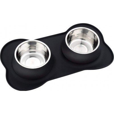 19,99 € Envio grátis | Alimentadores e bebedores Taças de aço inoxidável e silicone. Sem derramamento. Antiderrapante. 53 oz. 2 tigelas para animais de estimação