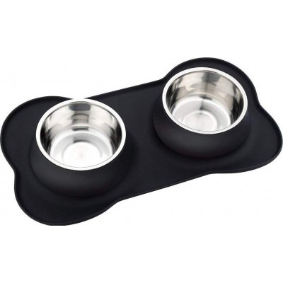 31,99 € Free Shipping | Pet Bowls, Feeders & Waterers Bowls Stainless Steel and Silicone. No Spill. Non-Skid. 53 oz. 2 Bowls for Pets
