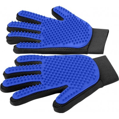 Haustierpflege-Handschuh. Effiziente Tierhaarentfernung. 1 Paar. Blau