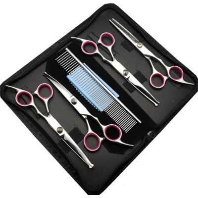 39,99 € Envio grátis | Caixa de 4 unidades Pentes e cortadores de cabelo Conjunto de tesouras para animais de estimação em aço inoxidável. Resistente a riscos