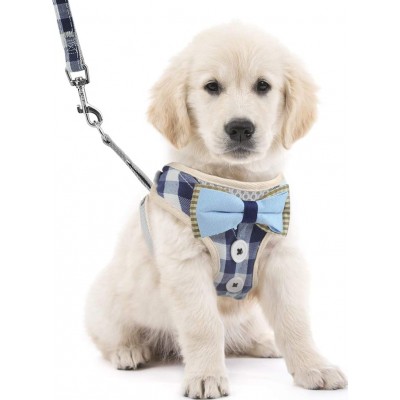 24,99 € Spedizione Gratuita | Grande (L) Imbracatura Cinghia di trazione per giubbotto per animali domestici. Pettorina a quadri con farfallino. Pettorina con gilet