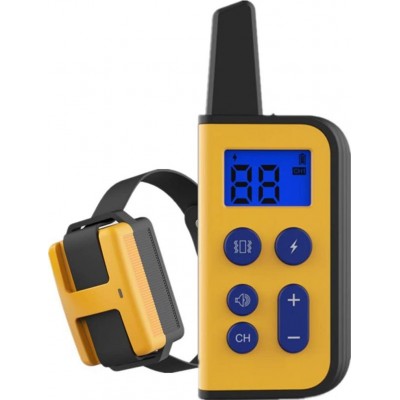 46,99 € Envio grátis | Colar anti-casca Coleira de treino para cães. Colarinho anti-casca. Alcance de 800 metros. Controle remoto Amarelo