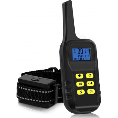 47,99 € Envío gratis | Collar anti-ladridos Collar de adiestramiento para perros. Pitido, vibración, LED y descarga estática. Alcance de 1000 metros Amarillo