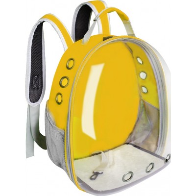 32,99 € Envio grátis | Transportadores e carrinhos Transportadora para animais de estimação. Respirável Bolsa de viagem. Transparente. Mochila pet Amarelo