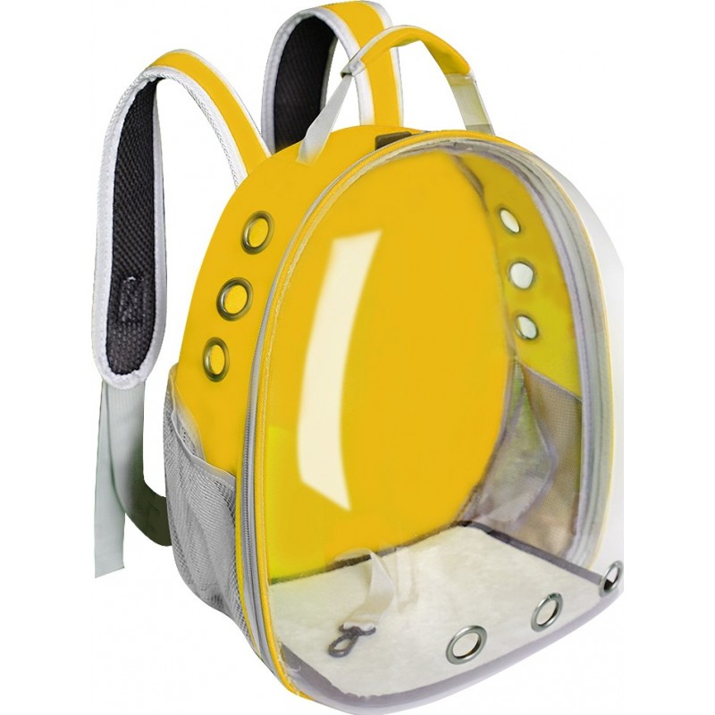 44,99 € Free Shipping | Pet Carriers & Crates Portable pet carrier bag. Breathable. Travel bag. Transparent. Pet backpack Yellow