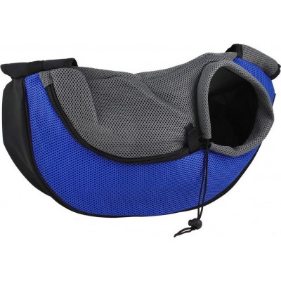 Large (L) Pet puppy carrier. Sling front mesh travel tote. Shoulder bag for pets. Silicone bowl Blue