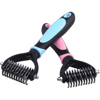 Small (S) Pet fur knot cutter. Shedding tools. Hair removal. Comb brush. Double sided