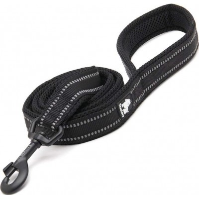 Reflective puppy dog leash. Padded pet chain rope. 2 meters long Black