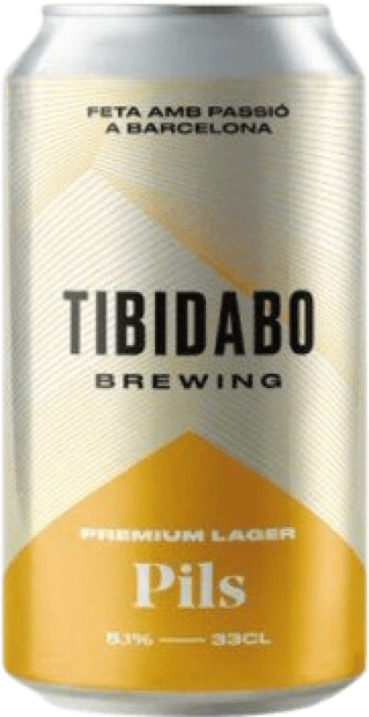 送料無料 | ビール Tibidabo Pilsener — ピルセナー スペイン 缶 33 cl