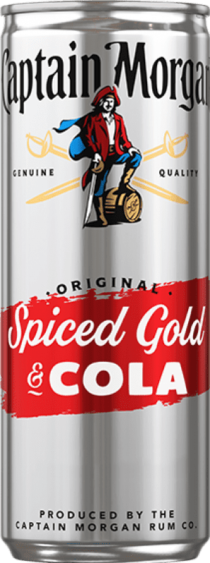 61,95 € Kostenloser Versand | 12 Einheiten Box Mixer Captain Morgan Gold — Edition Gold Dose 25 cl Cola, Spiced — Gewürzt