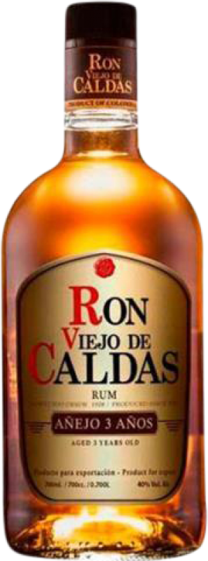 11,95 € Envío gratis | Ron Viejo de Caldas 3 Años Petaca Pequeña 37 cl