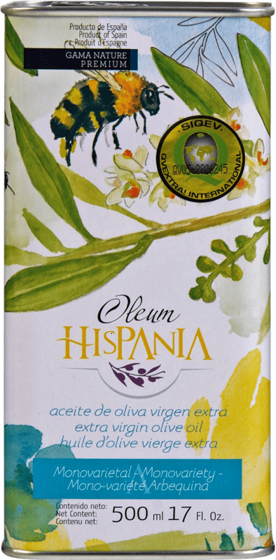 16,95 € | Huile d'Olive Oleum Hispania Traditionnelle, Premium, Nature, HOVE Vierge Extra Córdoba Espagne Arbequina Canette 50 cl