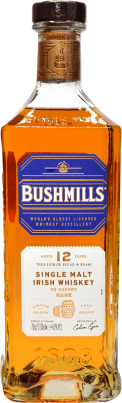 51,95 € | 单一麦芽威士忌 Bushmills PX Sherry Cask Finish — 橡木桶陈酿收尾 D.O. Jerez-Xérès-Sherry 安达卢西亚 爱尔兰 12 岁 70 cl