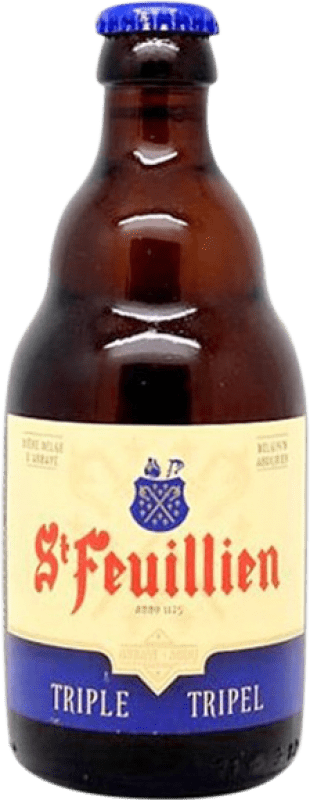 Envío gratis | Cerveza Saint Feuillien Tripel Malt — Triple Malta Valonia Bélgica Botellín Tercio 33 cl
