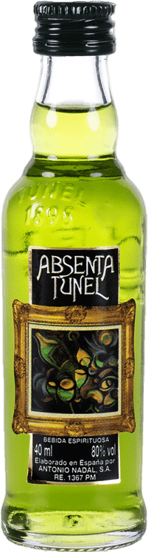 3,95 € Бесплатная доставка | Абсент Antonio Nadal Túnel Cuadro 80º Мини-бутылка 4 cl