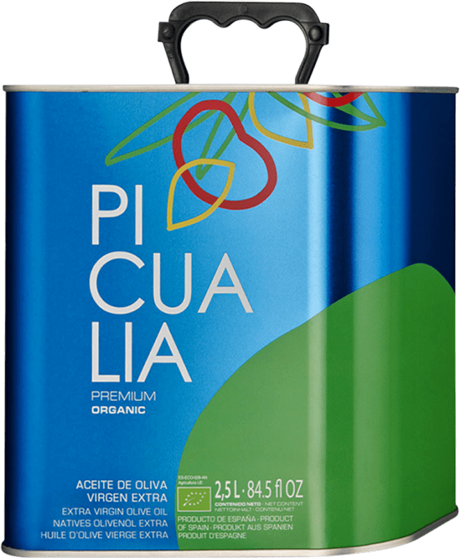 54,95 € | Olive Oil Picualia Premium, EVOO Extra Virgin Jaén Spain Picual Eco — Organic Special Can 2,5 L