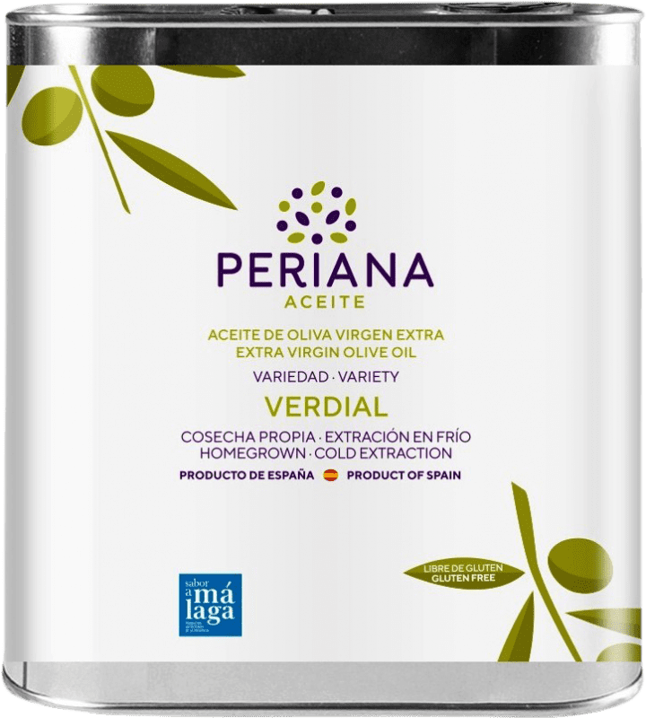 29,95 € Envío gratis | Aceite de Oliva Periana AOVE Virgen Extra Lata Especial 2,5 L