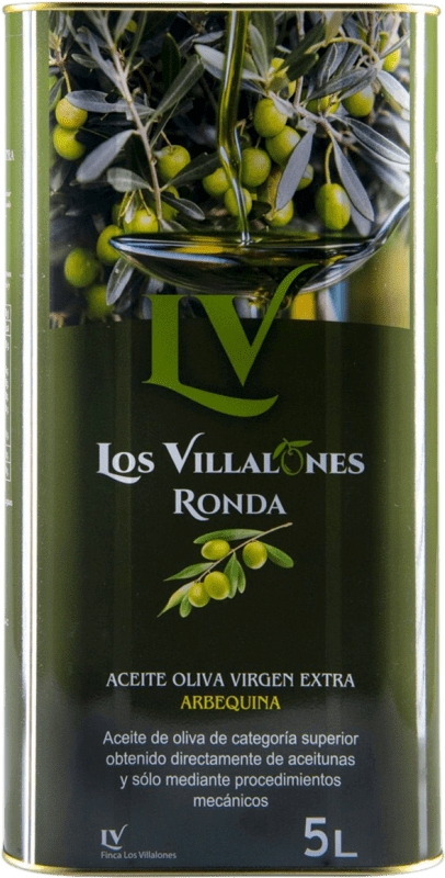 Spedizione Gratuita | Olio d'Oliva Los Villalones EVO Extra Vergine Málaga Spagna Arbequina Lattina Speciale 5 L