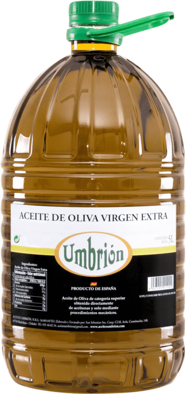送料無料 | オリーブオイル Umbrión EVOO エキストラバージン Toledo スペイン ポリタンク 5 L PET — ペット