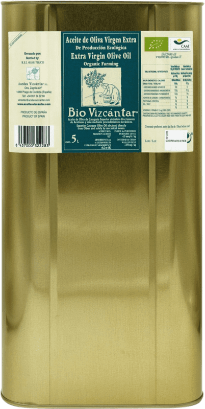 57,95 € Envio grátis | Azeite de Oliva Vizcántar AOVE Virgem Extra Bio — Ecológico Lata Especial 5 L