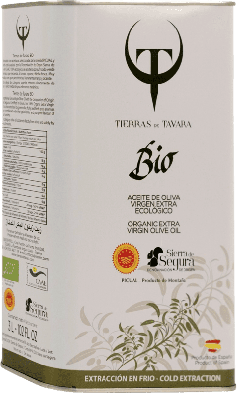 33,95 € Envoi gratuit | Huile d'Olive Tierras de Tavara HOVE Vierge Extra D.O. Sierra de Segura Bio — Écologique Canette Spéciale 3 L