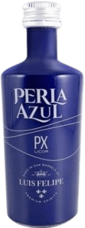 Envio grátis | Vinho Doce Rubio Perla Azul Luis Felipe D.O. Condado de Huelva Andaluzia Espanha Pedro Ximénez Garrafinha Miniatura 5 cl